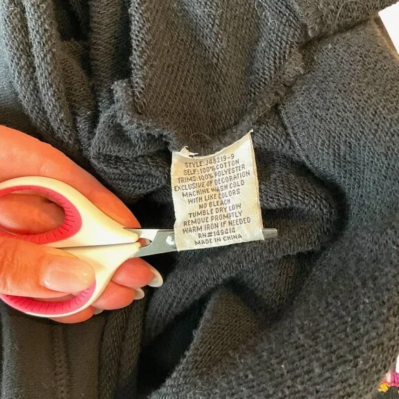 Johnny Was Valmere Pull On Hoodie Sweatshirt Black Embroidered Size Large L - Picture 10 of 10